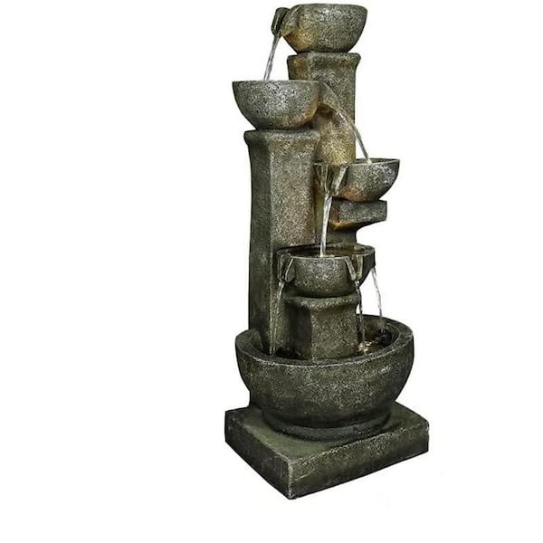 maocao hoom Outdoor 5-Tier Resin Water Fountain with LED