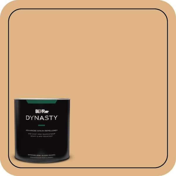 BEHR DYNASTY 1 qt. #HDC-CL-18 Cellini Gold One-Coat Hide Semi-Gloss Enamel Interior Stain-Blocking Paint and Primer