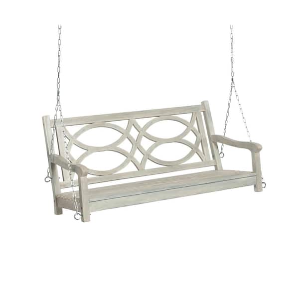 JACK-POST 51 in. 2 Person Gray Wash Wood Patio Swing with Chains