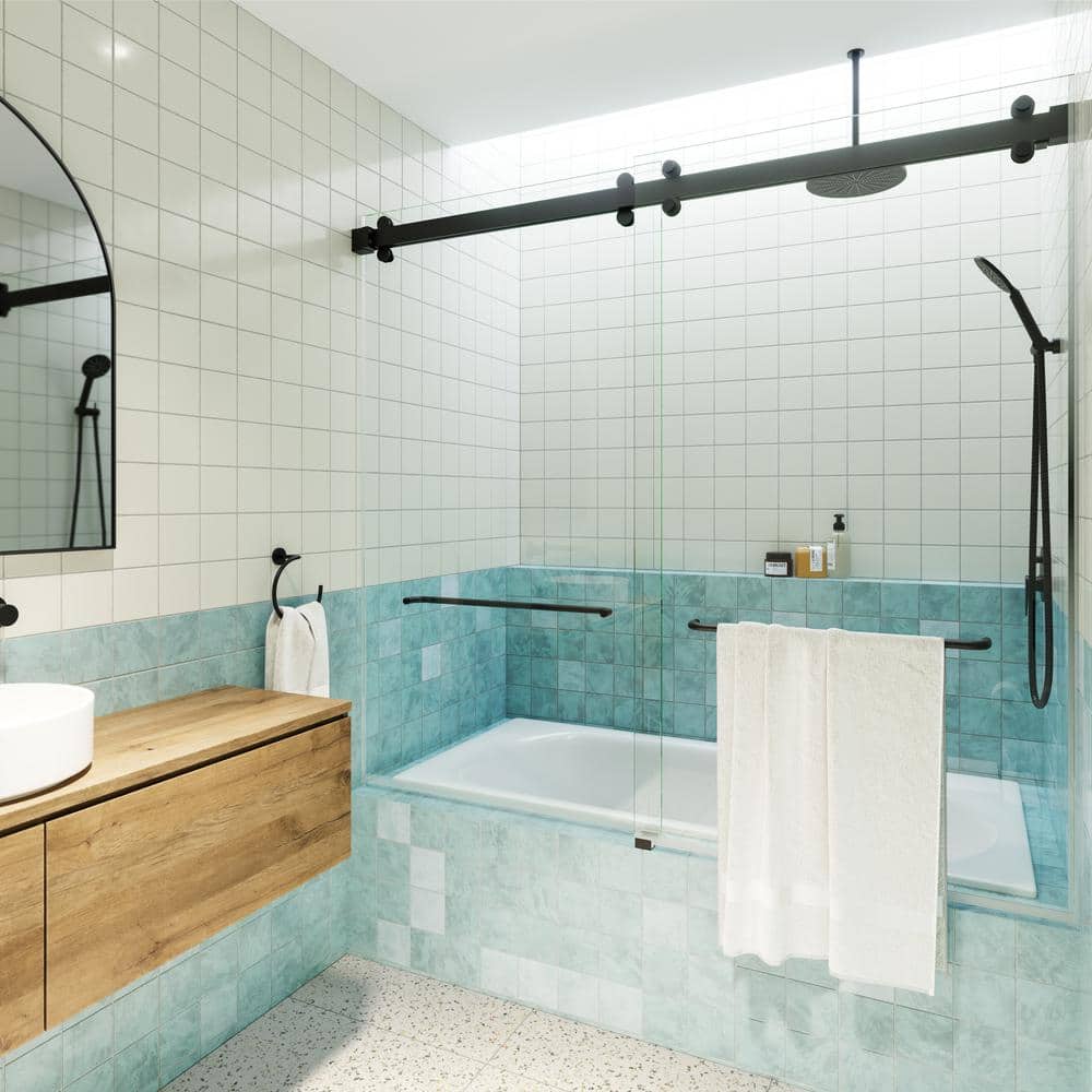 Glass Warehouse Polaris 60 in. W x 66 in. H Sliding Frameless