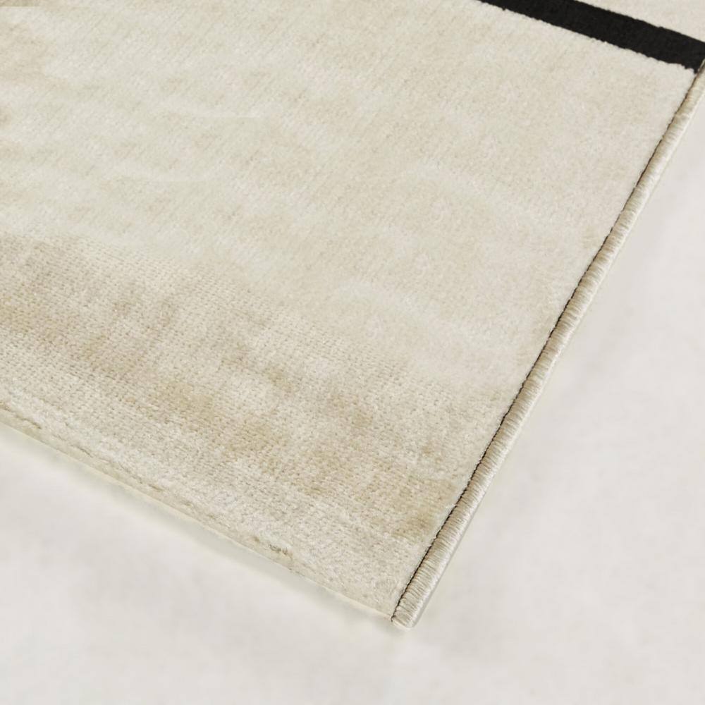 Barclay Cream and Black Geometric Synthetic Area Rug
