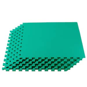 Green 24 in. W x 24 in. L x 3/8 in. Thick Multipurpose EVA Foam Exercise/Gym Tiles (12 Tiles/Pack) (48 sq. ft.)