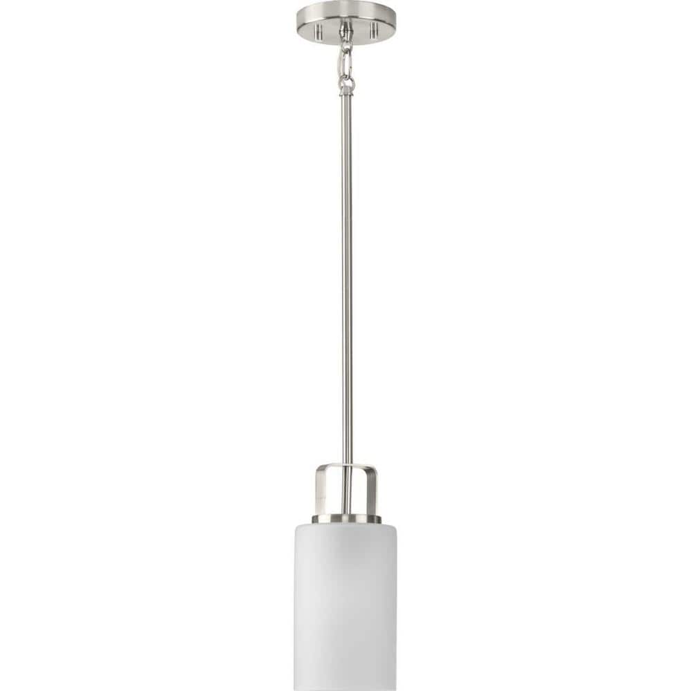 Brushed Nickel and Etched Glass Modern Mini-Pendant Light