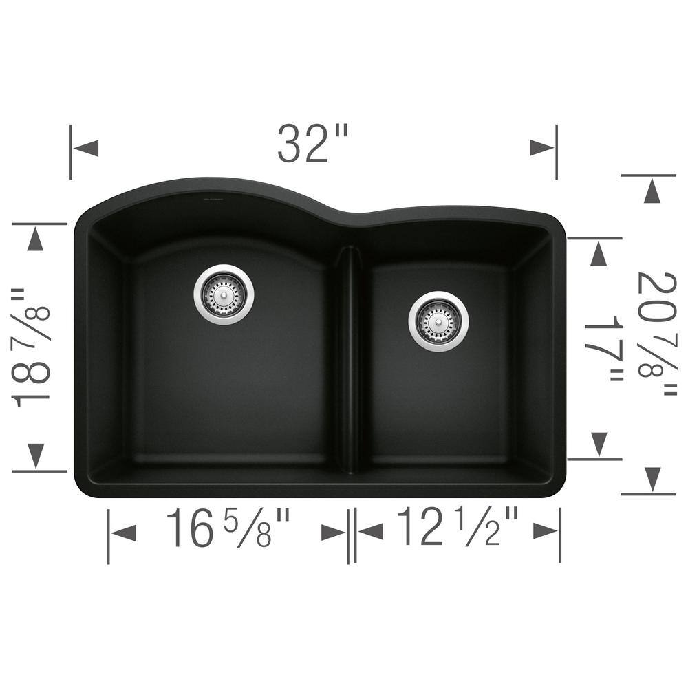 Coal Black Stone Double Bowl Drop-in Kitchen Sink