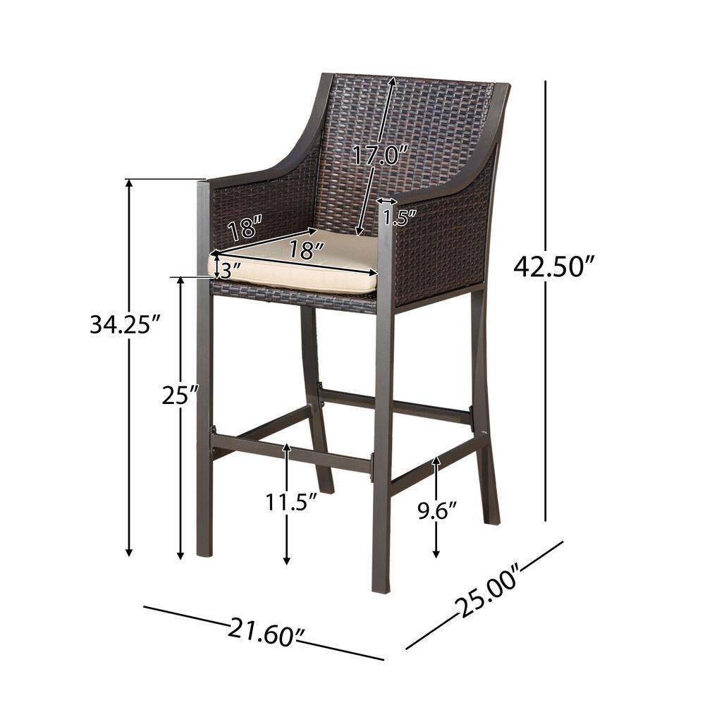 Riga Tan Cushioned Iron and Aluminum Bar Stools, Set of 2