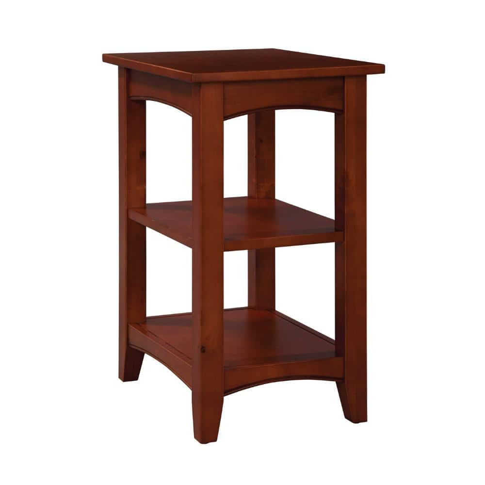 Cherry Hardwood 2-Shelf Side Table