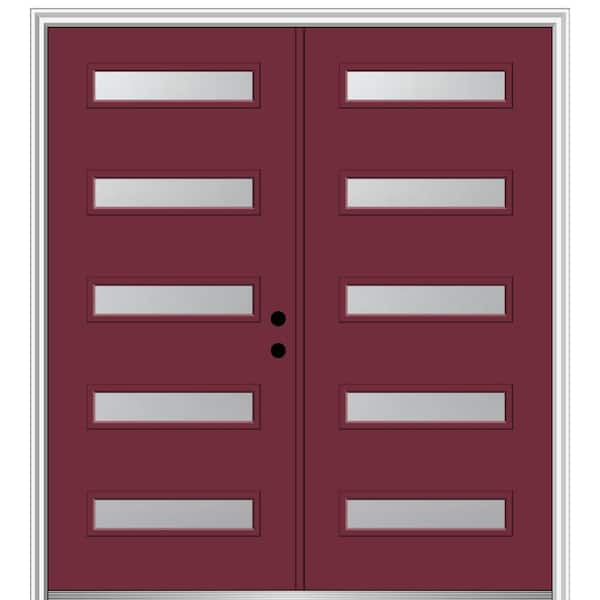 MMI Door 72 in. x 80 in. Davina Left-Hand Inswing 5-Lite Frosted Painted Fiberglass Smooth Prehung Front Door on 4-9/16 in. Frame