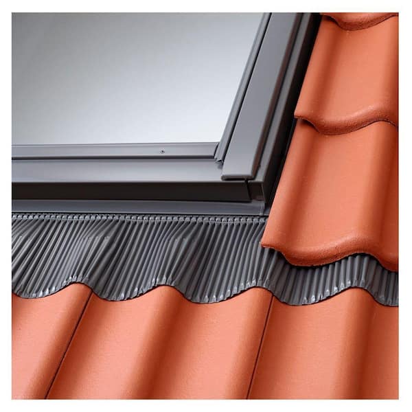 MK08 High-Profile Tile Roof Aluminum Flashing w/ Underfelt Collar, Drainage Gutter for GPU Roof Windows