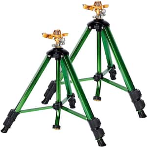 23235 sq. ft. Heavy-Duty Brass Impact Pulsating Sprinkler with Solid Alloy Metal Tripod Base (2-Pack)