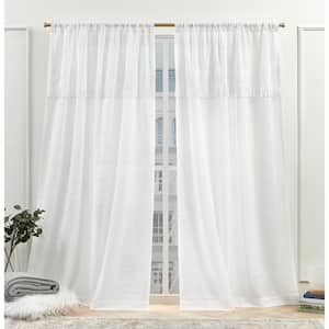 Dunbar White Solid Light Filtering Rod Pocket Curtain, 50 in. W x 96 in. L (Set of 2)