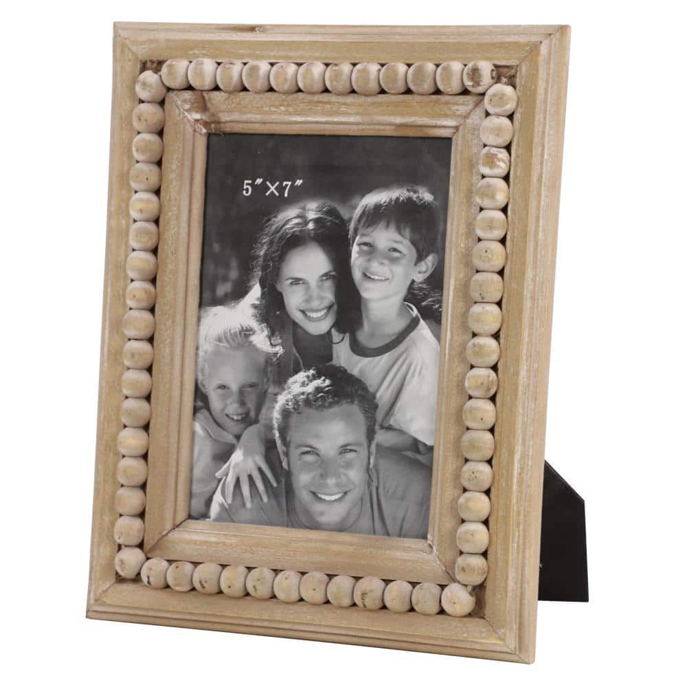 Light Brown Beaded Wood 5x7 Photo Frame