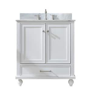 Melissa 30 in. W x 22 in. D Bath Vanity in Grain White with Carrara White Engineered Stone Vanity Top with White Sink