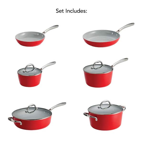 Food Network 10-pc. Nonstick Ceramic Cookware Set, Red, 10pc