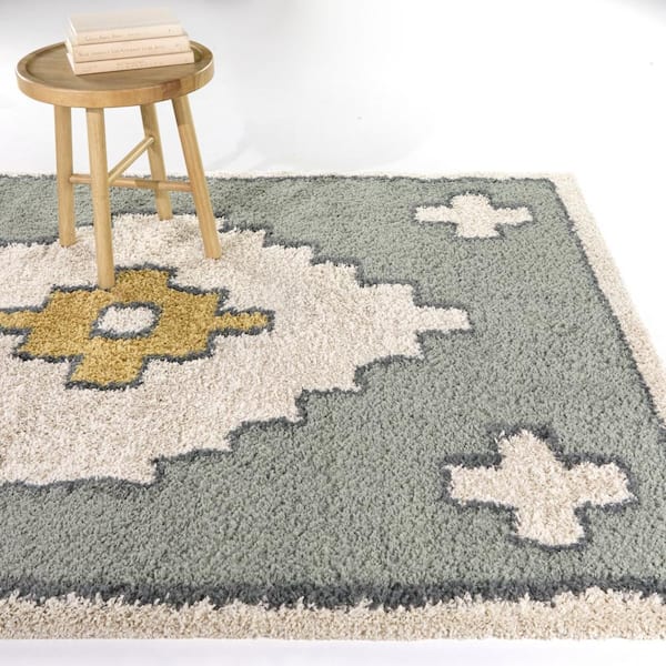 Massey Teal 4 ft. x 6 ft. Medallion Area Rug
