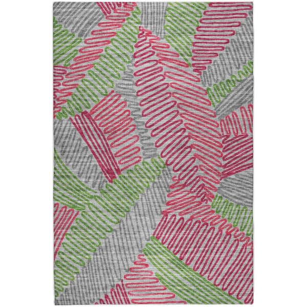 Dream Shag Premium Machine Washable Abstract ADS117 Pink 3 ft. x 5 ft. Area Rug