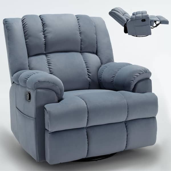 Boyel Living Blue Manual Recliner Chair with Rocker and Swivel in Fabric for Living Room