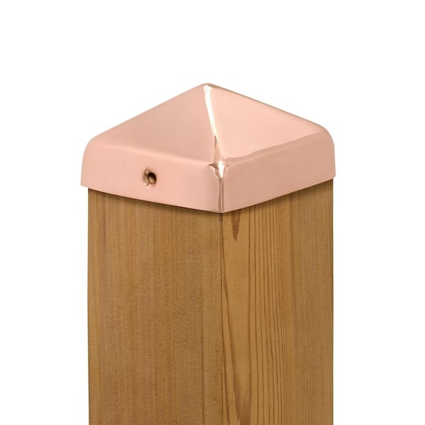 4 in. x 4 in. Copper Pyramid Slip Over Fence Post Cap