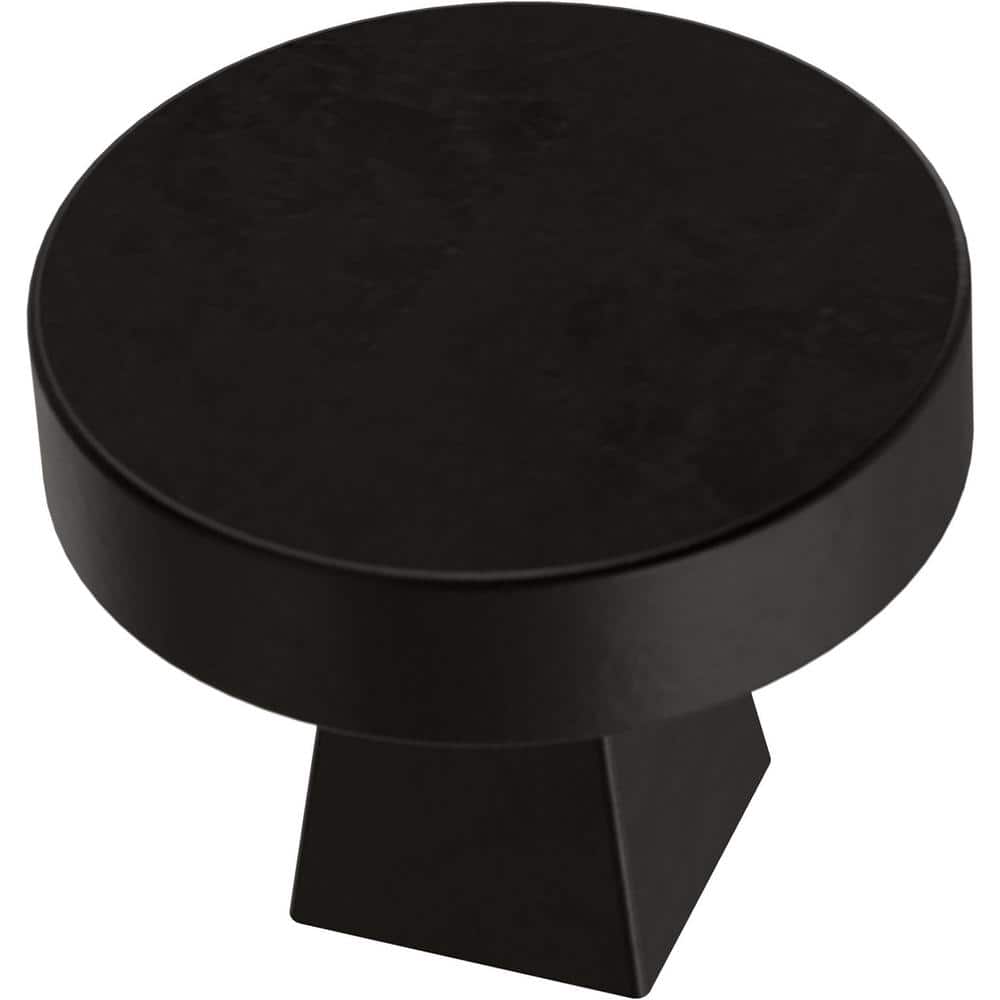Flat Round Matte Black Metal Cabinet Knob