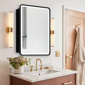 Classic 20 in. W x 28 in. H Recessed/Surface Mount Rectangular Iron Anti-fog LED Medicine Cabinet with Mirror