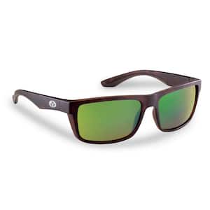 Streamer Polarized Sunglasses in Matte Tortoise Frame with Amber Green Mirror Lens