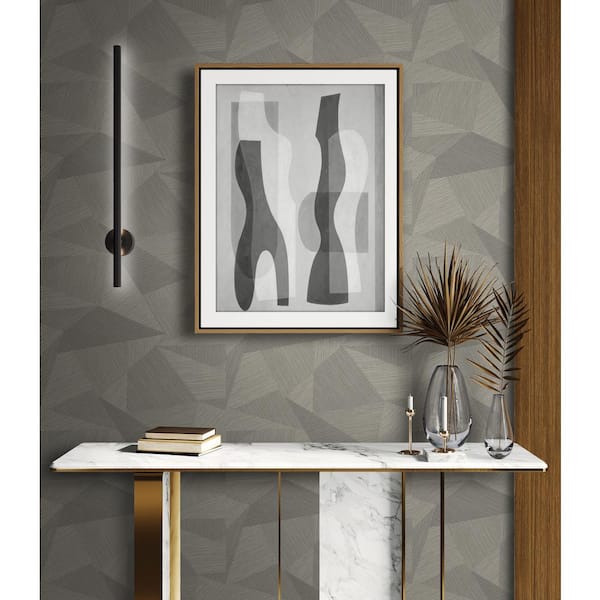 Casa Mia Geometric Triangles Gray Paper Non-Pasted Strippable Wallpaper Roll (Cover 60.75 Sq. ft.)