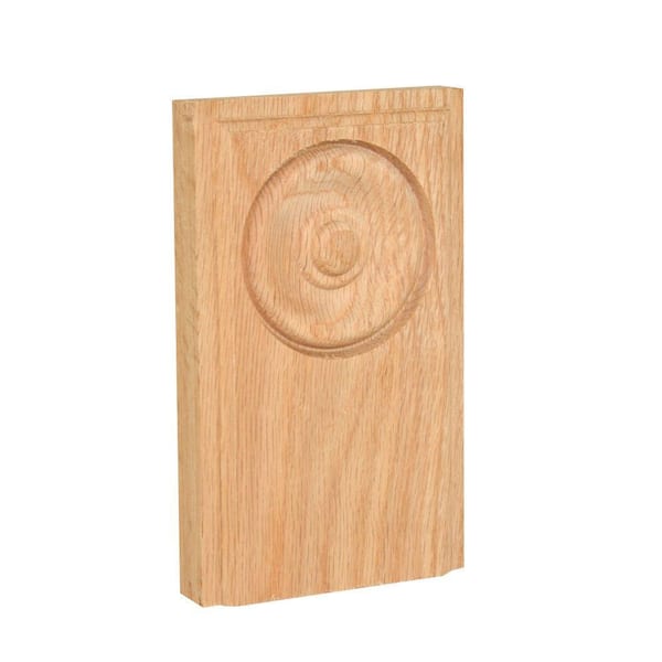 American Wood Moulding 5-1/2 in. x 3-3/8 in. x 3/4 in. Oak Plinth Block