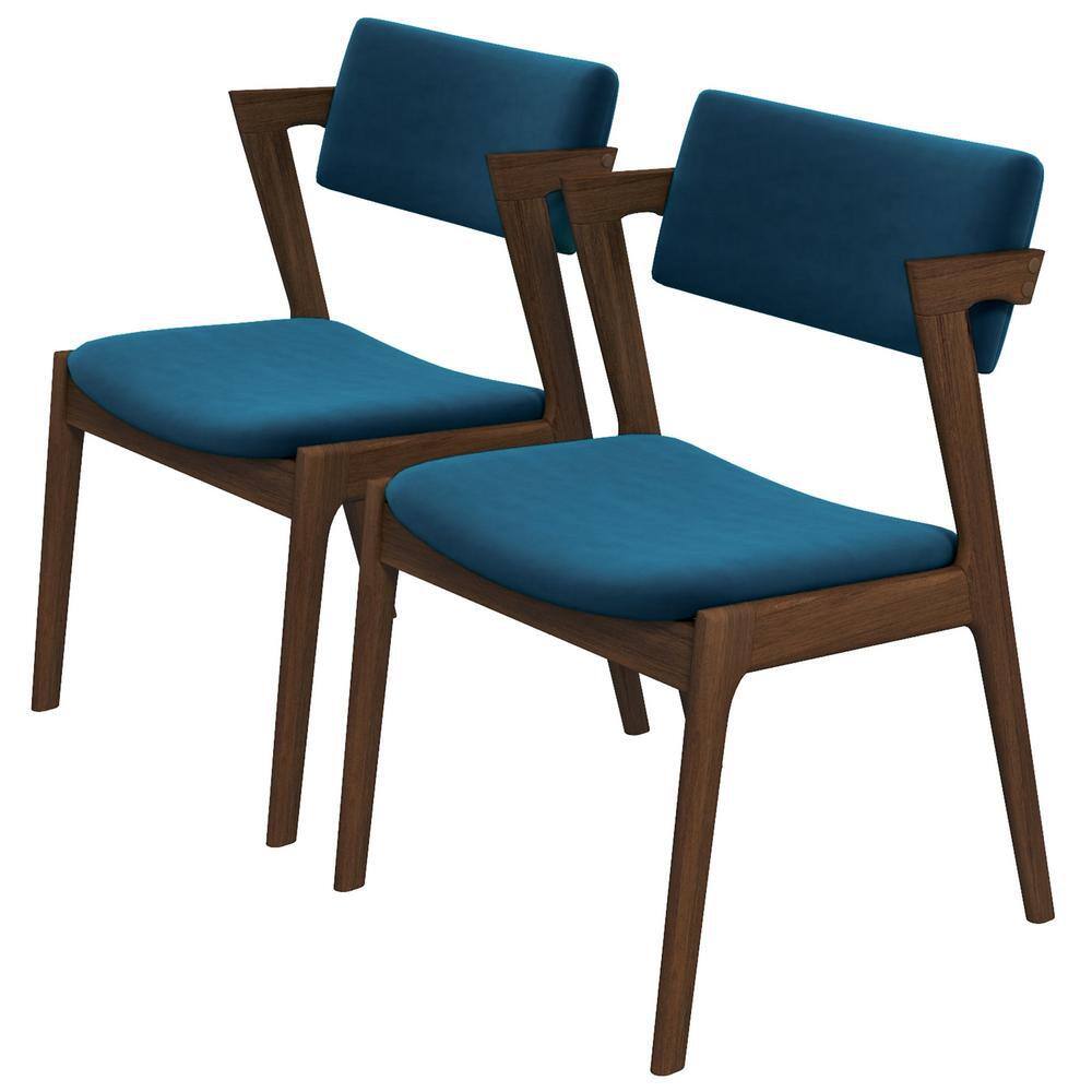 Ashcroft Furniture Co Richie Teal Blue Velvet Mid Century Modern Side