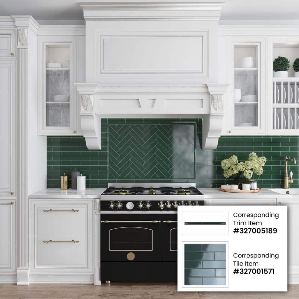 Arte Green Glossy Ceramic Pencil Tile Trims 8-Pack