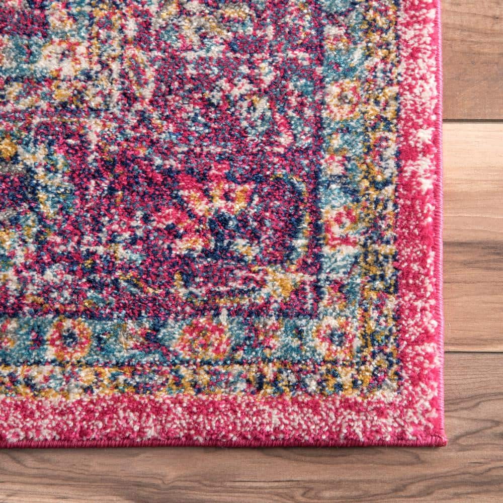Verona Classic Pink 5' Square Synthetic Area Rug