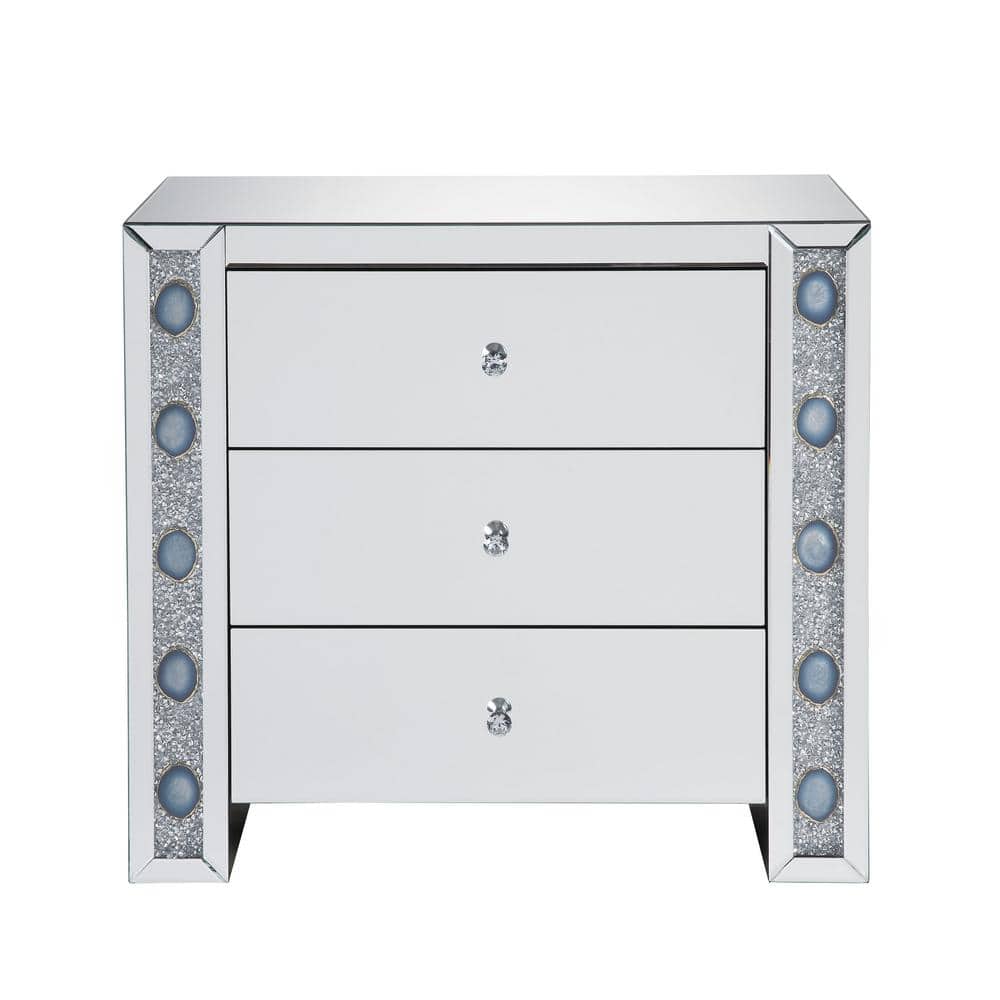 Sonya Mirrored Console Table with Faux Agate Inlay, 36x32"