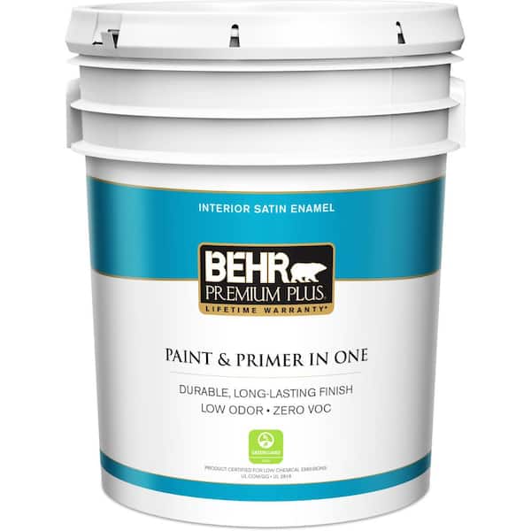 BEHR Premium Plus 5 gal. Deep Base Satin Enamel Low Odor Interior Paint and Primer in One