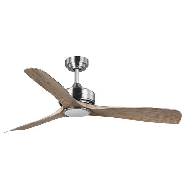 Home Decorators Collection Bayshire 52 in. LED Indoor/Outdoor Brushed Nickel Ceiling Fan with