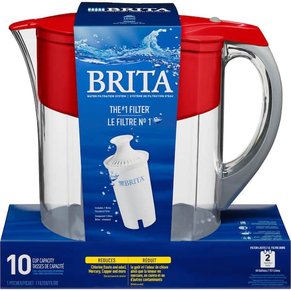 Brita Tahoe 10-Cup Large Water Filter Pitcher in Black with 1 Standard  Filter 6025850685 - The Home Depot