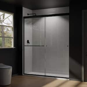 60 in. W x 72 in. H Framed Sliding Shower Door in Black with Tempered Glass