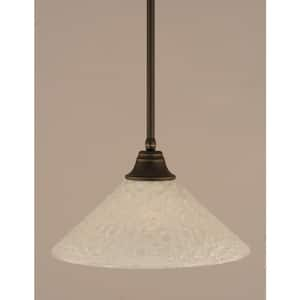 Sparta 100-Watt 1-Light Dark Granite Bowl Mini Pendant Light with Glass Shade