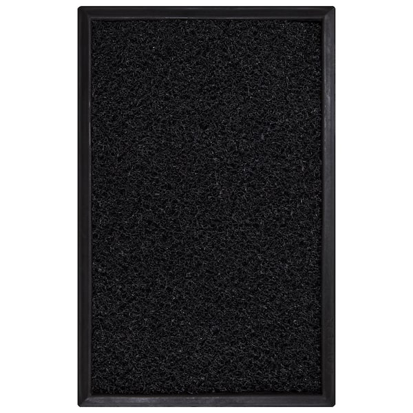 Ottomanson Waterproof Non-Slip Boot Tray and Doormat Bundle Indoor/Outdoor Rubber Doormat, 18 in. x 28 in., Black
