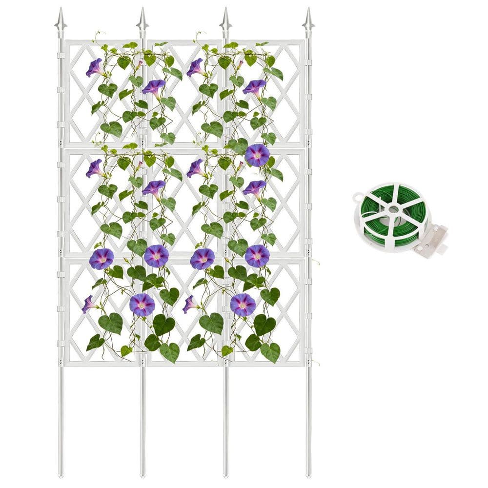 5.25 ft. Metal Garden Trellis for Climbing Plants, Black Iron Pipe Support Fence with Garden Twist Tie, White price history on PriceWatchPro