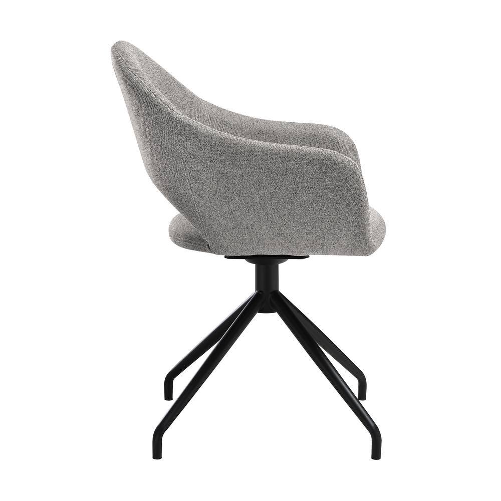 Gray Upholstered Swivel Side Chair with Black Metal Legs