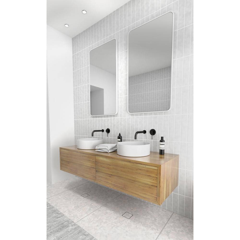 Trinity 40" x 22" White Stainless Steel Rectangular Mirror