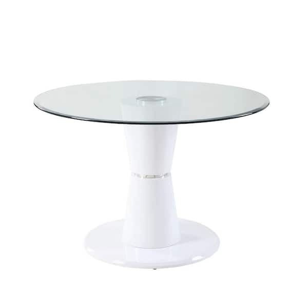 Donason 34 in. W White Small Round Glass Coffee Table