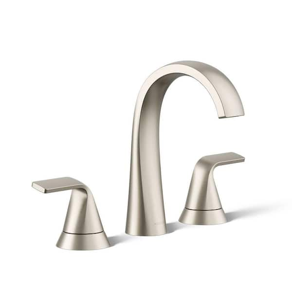 Cursiva 8 in. Widespread 2-Handle Bathroom Faucet in Vibrant Brushed Nickel