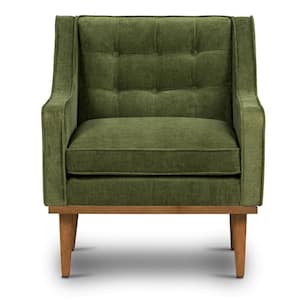 Gus Distressed Green Velvet Lounge Armchair