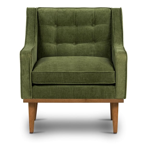 Poly and Bark Gus Distressed Green Velvet Lounge Armchair