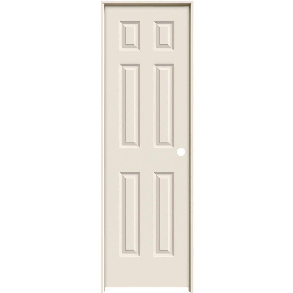 JELD-WEN 24 in. x 80 in. Molded Textured 6-Panel Primed White 