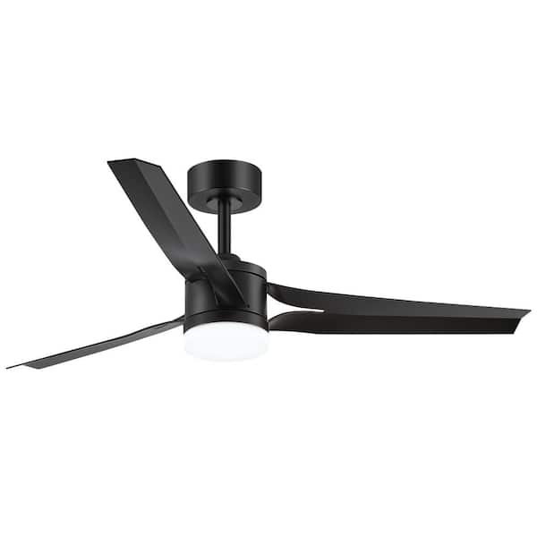 Breezary Carolen 52 in. Indoor Integrated LED Black Ceiling Fan with Light and Remote Control Included