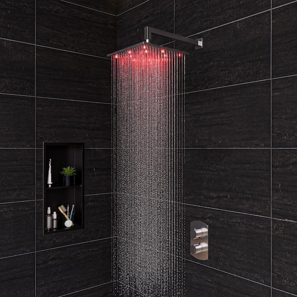 Alfi Brand ABNP0836-BB 8 x 36 Brushed Black PVD Stainless Steel Vertical Triple Shelf Shower NICHE