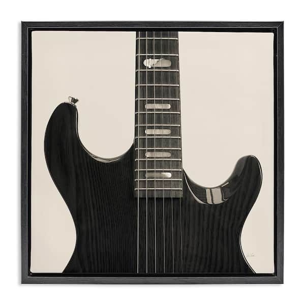 Stupell Industries Black Electric Guitar by Deborah Revell Black Floater Frame Music Graphic Art Print 25 in. x 25 in.