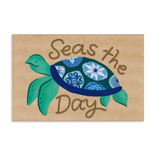 Stupell Industries Seas The Day Turtle by Deborah Curiel Unframed Coastal Graphic Art Print 30 in. x 45 in.