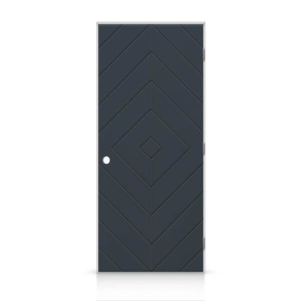 CALHOME 28 in. x 84 in. Diamond Left-Handed Hollow-Core Charcoal Gray Painted Smooth Composite Single Prehung Interior Door