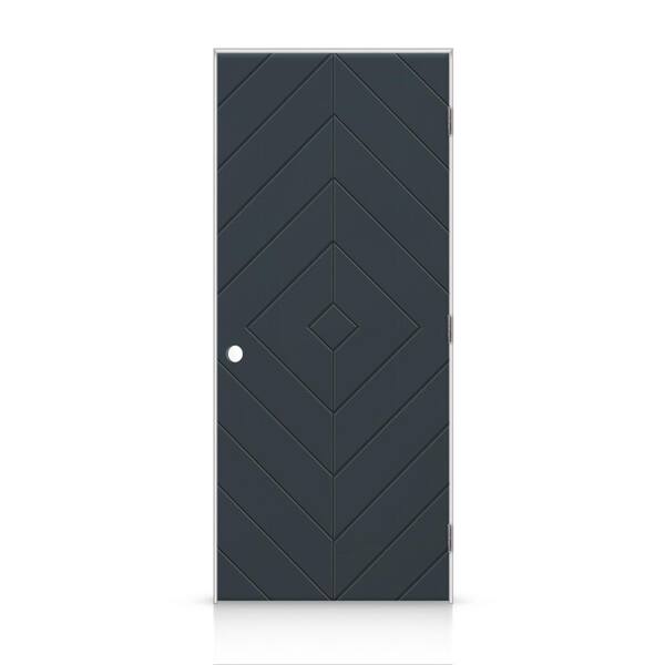 CALHOME 26 in. x 96 in. Diamond Left-Handed Hollow-Core Charcoal Gray Painted Smooth Composite Single Prehung Interior Door